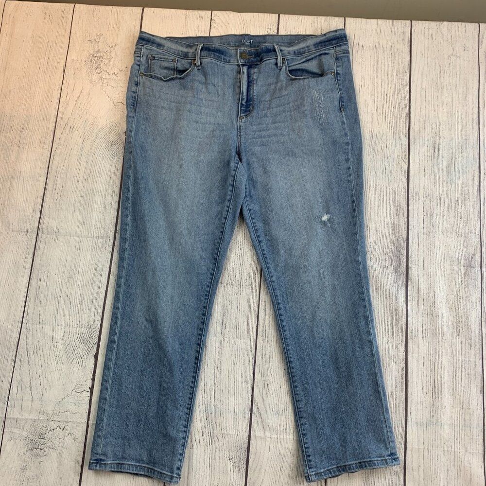LOFT Outlet Jeans sz 16 Modern Cuffed Crop Light Wash Inseam 27"